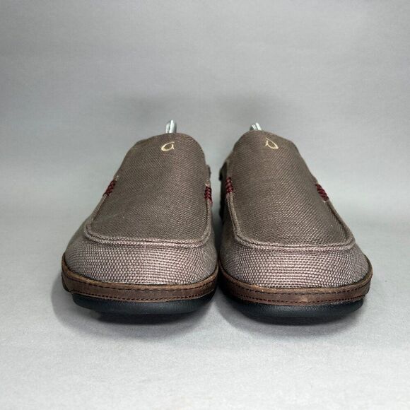 OluKai Men's Size 11.5 Moloa Kapa Brown Canvas Loafers - Picture 2 of 12